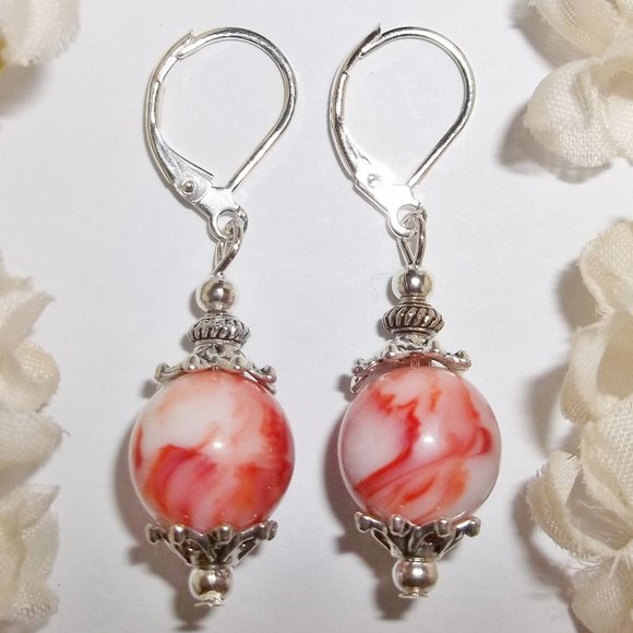Cute Orange & White Dangle Earrings Set NWT 5514 - Picture 1 of 7